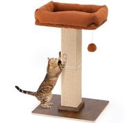 FUKUMARU Rascador para Gatos, árbol rascador de Estilo Retro con Plataforma para Gatos Adultos de Interior, Columna rascador con Cama, sisal Natural y Madera Maciza.
