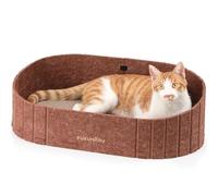 FUKUMARU Rascador para Gatos - Cartón para rascar de 61 cm en Forma de sofá, Cama Reversible para Gatos, Almohadillas de rascar Redondas de Fieltro y cartón, Marrón.