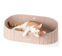 FUKUMARU Rascador para Gatos - Cartón para rascar de 61 cm en Forma de sofá, Cama Reversible para Gatos, Almohadillas de rascar Redondas de Fieltro y cartón, Beige.
