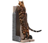 FUKUMARU Rascador para Gatos de 68 cm de Altura, rascador Vertical en Forma de L, Alfombrillas rascadoras de cartón y Fieltro para Paredes y Esquinas, Negro.