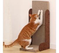 FUKUMARU Rascador para Gatos de 68 cm de Altura, rascador Vertical en Forma de L, Alfombrillas rascadoras de cartón y Fieltro para Paredes y Esquinas, Color Caramelo