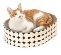 FUKUMARU Rascador para Gatos, Tablero rascador Ovalado para Gatos, Tablero rascador para Gatos Fabricado en cartón, Protege Sus Muebles, rascar y Descansar, Lunares Polka.