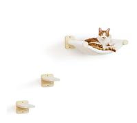 FUKUMARU Set de Pared de Escalada para Gatos, 3 Piezas - Estanterías de Pared, Hechas de Tablero Multicapa de Abedul, Cama Pared Gato, Escaleras para Gatos hasta 14 kg, Beige