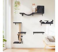 FUKUMARU Set de Pared de Escalada para Gatos, 4 Piezas - Estanterías de Pared, Hechas de Placas Multicapa Fuertes, Puente para Gatos, Árbol para Gatos, Escaleras para Gatos hasta 18 kg, Gris