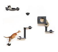 FUKUMARU Set de Pared de Escalada para Gatos, 6 Piezas - Estanterías de Pared, Hechas de Tablero Multicapa de Abedul, Escaleras para Gatos hasta 18 kg, Negro