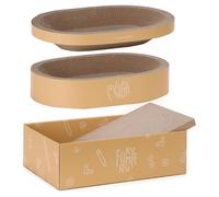 Fukumaru Set Rascador para Gatos 4 en 1 | Caja Rascadora + Camas de Cartón Ergonómicas, Cartón Corrugado Resistente, Protección de Muebles, Ideal para