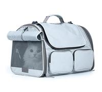 FUKUMARU Transportín Perro Gato, aprobada por la aerolínea, Bolsa Transporte Transpirable para Mascotas, transportador de Viaje para Mascotas de hasta 22 kg, Color Gris