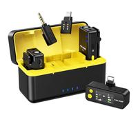 FULAIM X5M Micrófono inalámbrico 3 en 1, micro corbata portátil con reducción de ruido, transmisión de 200 m, compatible con iPhone/Android/Cámara/PC, 18 horas Autonomía, Plug & Play con funda de