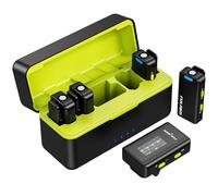 FULAIM X6 Pro Micrófono Inalámbrico de Solapa para iPhone - 4 Canales Micro Clip-On con AI Noise Cancellation y Estuche de Carga, Audio 48kHz/24Bit para Móvil Android, Cámara, Video y Vlogging