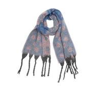 Fular Hombre Elegante - de Punto Grueso de Invierno con Borlas Y Diseño de Lunares para Es Y Hombres Cálida Y Acogedora para Uso Informal Al Aire Libre (Blue One Size)