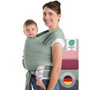 Fular portabebés de Laneli, 100% algodón ecológico, para recién nacidos de hasta 15 kg, fabricación europea, transpirable, sin elastano artificial, color verde