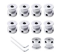 FULARR® 10Pcs Premium Aluminio GT2 Correa Dentada Polea, 20 Dientes 5mm Diámetro GT2 Sincronización Polea, para Impresora 3D 6mm Ancho Correa Dentada