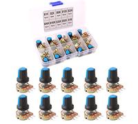 FULARR® 10Pcs Premium Lineal Cónico Rotativo Potenciómetro Kit, 3 Terminales B-Tipo Estéreo Audio Potenciómetro con Perilla, para Arduino (B1K~B1M Ohm)