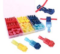FULARR 110Pcs (55 Pairs) Premium T-Tap Cable Conectores Kit, T-Tap Rápido Empalme Terminal y Totalmente Aislado Macho Butt Terminal -- Rojo 40Pcs, Azul 40Pcs, Amarillo 30Pcs
