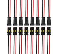 Fularr 12 Kit profesional 2 Pin Way Car Auto impermeable cable eléctrico conector enchufe con cable, para motocicleta, coche, camión, barco