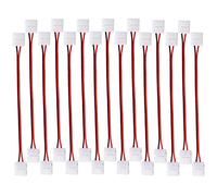 FULARR 15Pcs Profesional 2 Pin LED Luz Tira Conector, No-Impermeable Snap Down LED Conector, 8mm Sin Soldadura 3528/2835 Soltero Color Luz Tira Conector.