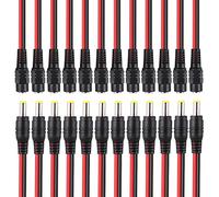 FULARR® 24Pcs Premium DC Power Pigtail Cable, 12 Par DC Macho Hembra Pigtail Cable with 5.5 X 2.1mm DC Power Pigtail Conector Adaptador, para CCTV Seguridad Cámaras