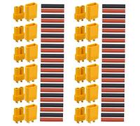 FULARR® 24Pcs Premium XT30 Bullet Connector, 12 Pair XT30 Macho Hembra Bateria Conector con Tubo Termorretracción, para RC Coche/Barco/LiPo Batería