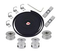 FULARR® 2m Premium GT2 Correa Dentada 6mm Ancho + 2Pcs GT2 Sincronización Polea 20 Dientes 5mm Diámetro + 2Pcs GT2 Idler Polea + 4Pcs Tensor Resorte Torsión + 2Pcs Bloque de Montaje + 2mm Allen Llave