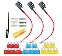FULARR 3Pcs Premium ACU Add-A-Circuit Fusible Tap Adaptador, Portafusibles Estilo Cuchilla, con Gratis Estándar Fusible X 15Pcs, Fusible Puller X 1Pcs, Cables Ataduras X 5Pcs -- 12V / 24V