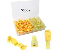 FULARR 50Pcs (25 Pairs) Premium T-Tap Cable Conectores Kit, T-Tap Rápido Empalme Terminal y Totalmente Aislado Macho Butt Terminal -- Amarillo
