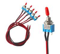 FULARR 5Pcs Profesional Coche Mini Interruptor Palanca con Precableado, ON-OFF 2 Posiciones 3 Pines SPST Auto Conmutador Basculante MTS-1, para Coche Auto Camión Barco -- 3A 250VAC / 6A 125VAC