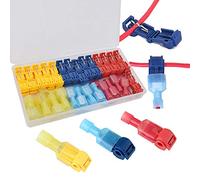 FULARR 60Pcs (30 Pairs) Premium T-Tap Cable Conectores Kit, T-Tap Rápido Empalme Terminal y Totalmente Aislado Macho Butt Terminal -- Rojo 20Pcs, Azul 20Pcs, Amarillo 20Pcs