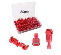 FULARR 60Pcs (30 Pairs) Premium T-Tap Cable Conectores Kit, T-Tap Rápido Empalme Terminal y Totalmente Aislado Macho Butt Terminal -- Rojo