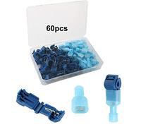 FULARR 60Pcs (30 Pairs) Premium T-Tap Cable Conectores Kit, T-Tap Rápido Empalme Terminal y Totalmente Aislado Macho Butt Terminal -- Azul