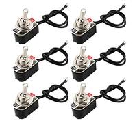 FULARR 6Pcs Profesional Coche Mini Interruptor Palanca con Precableado, ON-OFF 2 Posiciones 2 Pines SPST Auto Metal Conmutador Basculante, para Coche Auto Camión Barco -- 3A 250VAC / 6A 125VAC