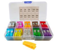 FULARR 80Pcs Profesional Coche Camión Barco Fusibles, Estandar Cuchilla Fusibles Surtido Kit, con Fusible Extractor & Almacenaje Caja -- 2A 3A 5A 7.5A 10A 15A 20A 25A 30A 35A