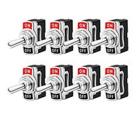FULARR 8Pcs Profesional Coche Interruptor Palanca, ON-OFF 2 Posiciones 2 Pines SPST Metal Auto Conmutador Basculante, para Coche Auto Camión Barco -- 15A 250VAC / 20A 125VAC