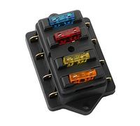 FULARR Premium 4 Vías Caja de Fusibles, Universal Circuito Estándar Cuchilla Portafusibles, con 10Pcs Gratis Estándar Cuchilla Fusibles, para Coche Barco Marino Trike -- 12V / 24V