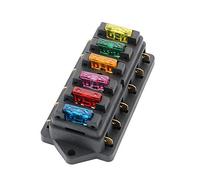 FULARR Premium 6 Vías Caja de Fusibles, Universal Circuito Estándar Cuchilla Portafusibles, con 10Pcs Gratis Estándar Cuchilla Fusibles, para Coche Barco Marino Trike -- 12V / 24V