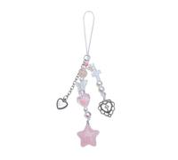 FULEIZI Colgante de cuentas de estrella con borlas para teléfono, cuerda para colgar en la cadena, bolsa o llavero, accesorios, talla única, Resina Acrílico, No es una piedra preciosa