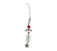 FULEIZI Cordón de acrílico con cuentas de árbol de Navidad con lazo para teléfono y regalo para fiestas, talla única, Resina, No es una piedra preciosa