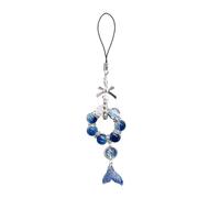 FULEIZI Cordón decorativo para teléfono celular, diseño de nudo de mariposas con cola de pez, llavero de cuentas coloridas, accesorio para bolsa, talla única, Resina, No es una piedra preciosa