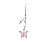 FULEIZI Llavero de mariposa con correa de teléfono, elegante llavero de mariposa con cadena de estrella colgante para teléfono, talla única, Resina Acrílico, No es una piedra preciosa