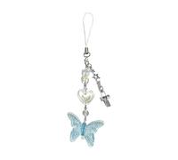FULEIZI Llavero de mariposa con correa de teléfono, elegante llavero de mariposa con cadena de estrella colgante para teléfono, talla única, Resina Acrílico, No es una piedra preciosa