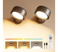 FULEN Aplique de Pared Interior, 2 Piezas Lámpara de LED Recargable 8000mAh con 18 Colores, Táctil y por Control Remoto, 360° Lámpara de Pared Inalámbrica para Mesita de Noche en Dormitorio