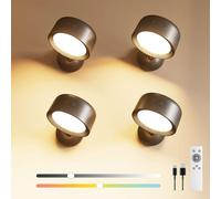 FULEN Aplique de Pared Interior, 4 Piezas Lámpara de Pared LED Recargable 8000mAh con 18 Colores, Táctil y por Control Remoto, 360° Lámpara de Inalámbrica para Mesita de Noche en Dormitorio