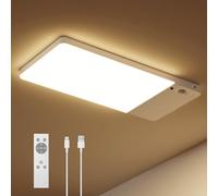 FULEN Plafón LED Techo Con Sensor De Movimiento Recargable, Batería 12000mAh De Larga Duración, Luz Inalámbrica Para Ducha, Armario, Pasillo Y Garaje, 3 Temperaturas De Color Con Mando A Distancia
