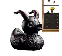 Fulenyi Escultura de Pato, Adorno de Pato - Escultura del Pato del Diablo, Pato deathrocker gótico Punk de Satanás - Decoración de Escritorio de estantería, decoración de vitrinas, decoración de