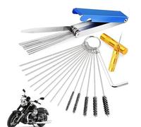 Fulenyi Kit de limpieza de carburador, herramienta de limpieza de chorro de carburador - Juego de herramientas de limpieza con aguja y cepillo de 19 piezas | Limpiador de puntas de antorcha duradero,