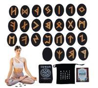 Fulenyi Runas vikingas, Runas de Brujas - Runas de meditación con Manual y Bolsa de Almacenamiento,Runas de Altar, runas de 25 Piezas, Juego de adivinación de runas mitología, decoración del hogar de