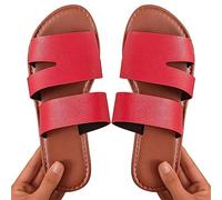 Fulenyi Sli- Sandalias talla granpara mujer, sandalias verano, se deslizan sobre zapatos ocio talla granpara salir compras baño, rojo, 35 EU