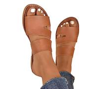 Fulenyi Sli- Sandalias talla granpara mujer, sandalias verano, se deslizan sobre zapatos ocio talla granpara salir compras baño, marrón oscuro, 40 EU