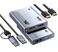 Fulfalic capturadora de Video, capturadora Audio y Video, Tarjeta de Captura USB 3.0 4K HDMI Loop-out, 1080P 60FPS/2K 30FPS Captura de Videojuegos para PS5/Switch/cámara/PC/OBS