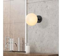 Fulgor Lámpara de pared, cuerpo de metal, tapa de cristal, 15 x 15 cm, color negro y crema