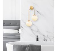 Fulgor Lámpara de pared | Cuerpo de metal | Tapa de cristal | Oro Brillante